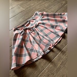 Avidlove Plaid Mini Skirt Medium Pink Pleated Skater Skirt